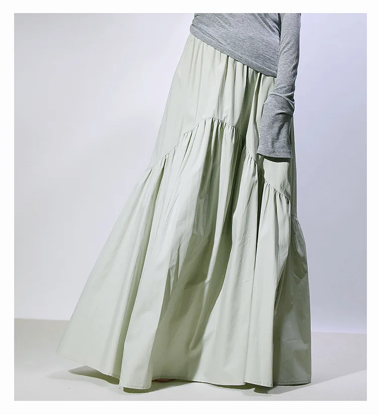 Real Photo Good Quality Women Summer Cotton Elegant White Long Skirts High Waist A-Line Boho Maxi Skirts Faldas Femme Streetwear