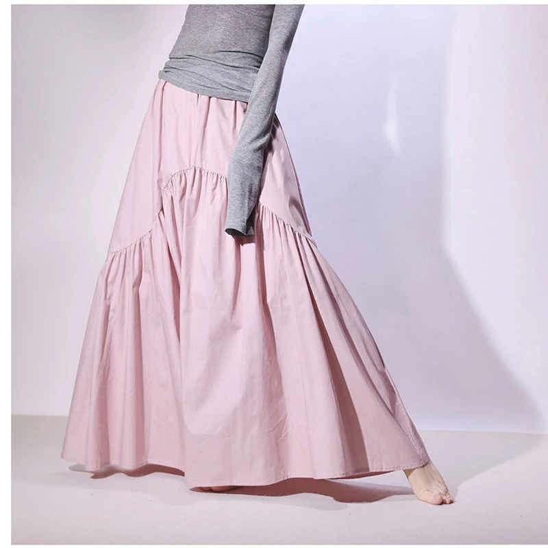 Real Photo Good Quality Women Summer Cotton Elegant White Long Skirts High Waist A-Line Boho Maxi Skirts Faldas Femme Streetwear
