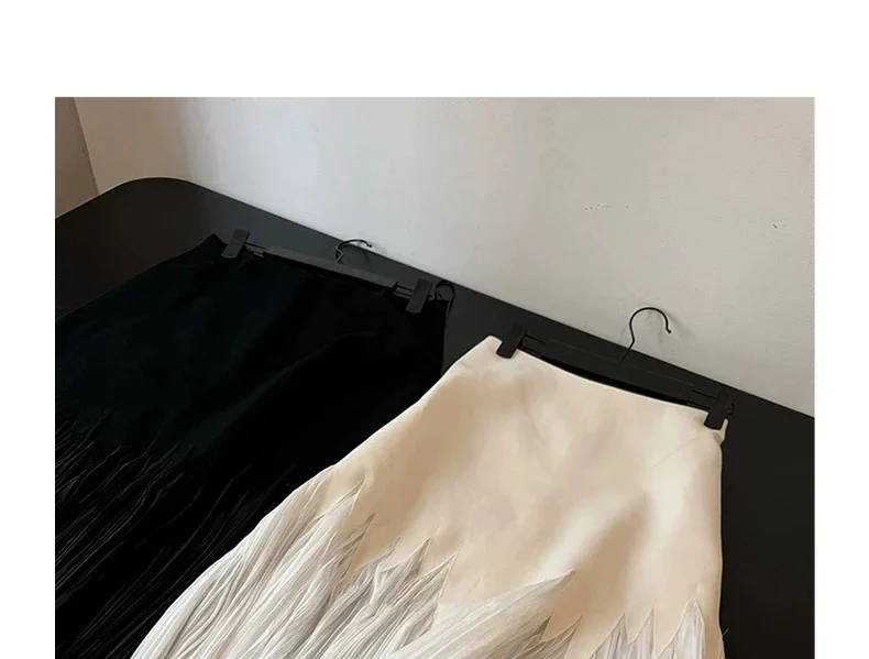 Women French Vintage Old Money Midi Patchwork Pleated Party Skirt Aesthetic Evening Coquette Luxury Elegant Design Wrap Skirt