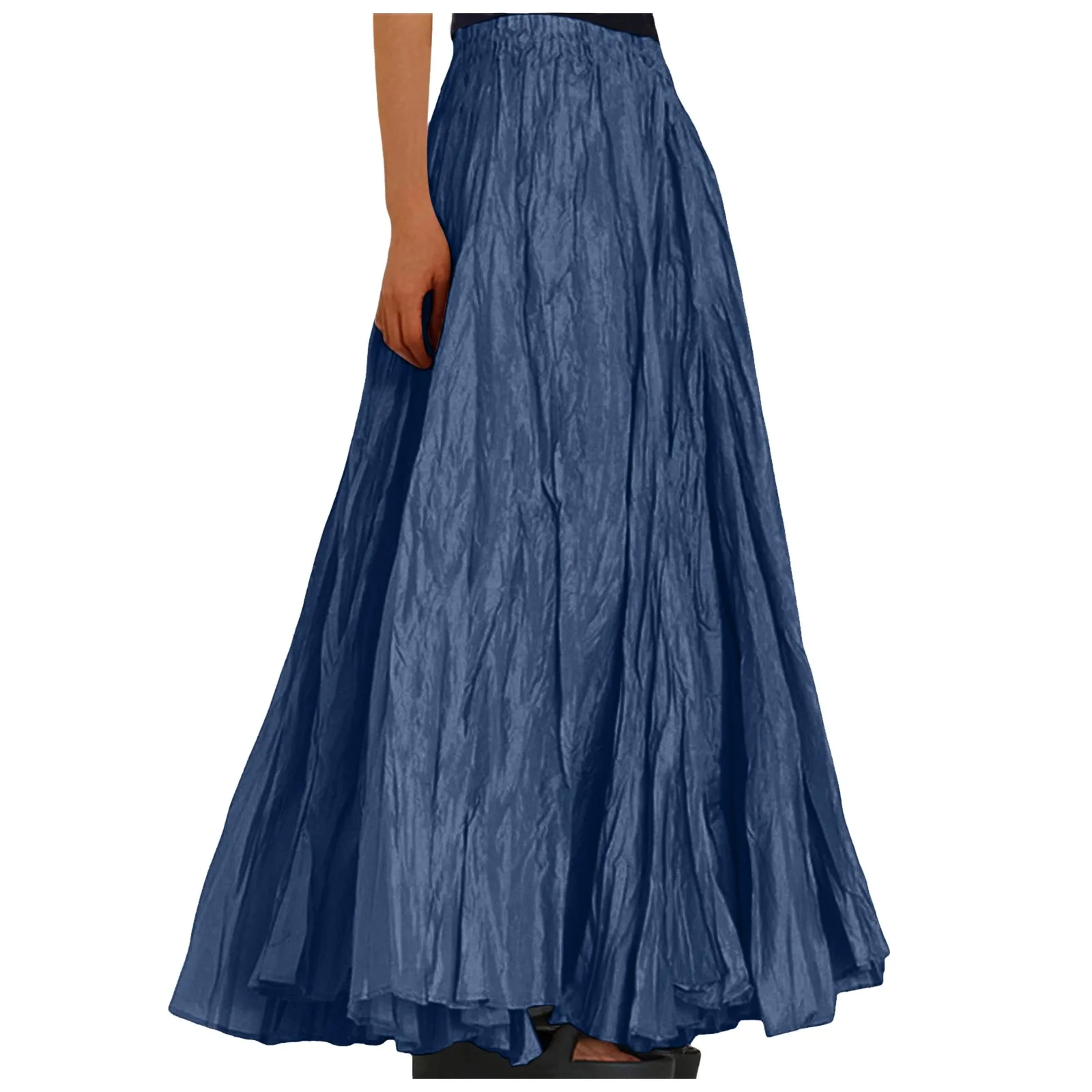 Womens Swing Maxi Skirt Bohemian Ruched Long Skirts For Beach Holiday Summer High Waisted A Line Flowy Skirts Boho Skirt Faldas