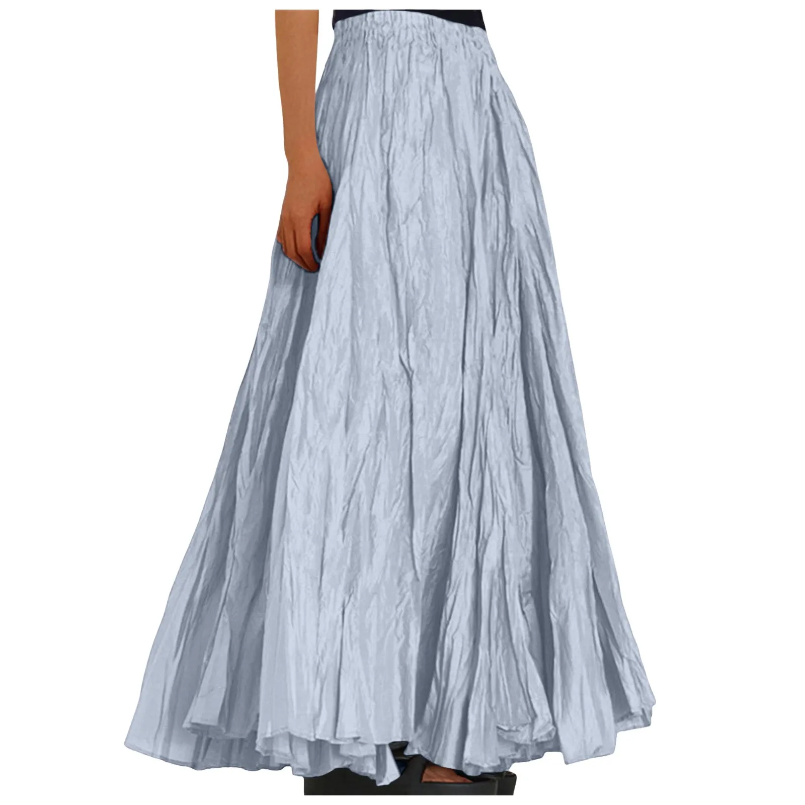 Womens Swing Maxi Skirt Bohemian Ruched Long Skirts For Beach Holiday Summer High Waisted A Line Flowy Skirts Boho Skirt Faldas
