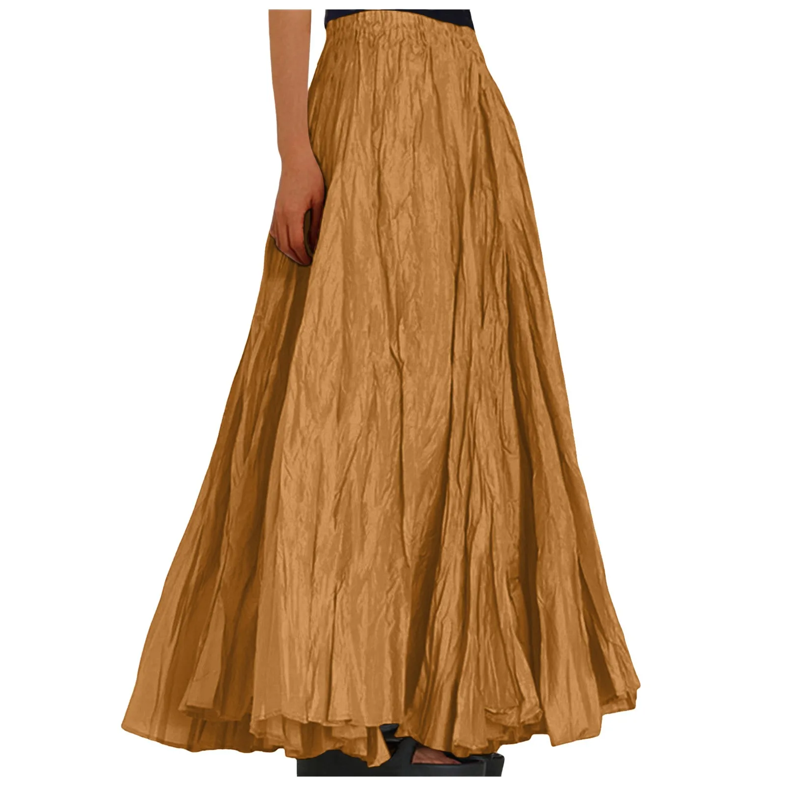 Womens Swing Maxi Skirt Bohemian Ruched Long Skirts For Beach Holiday Summer High Waisted A Line Flowy Skirts Boho Skirt Faldas
