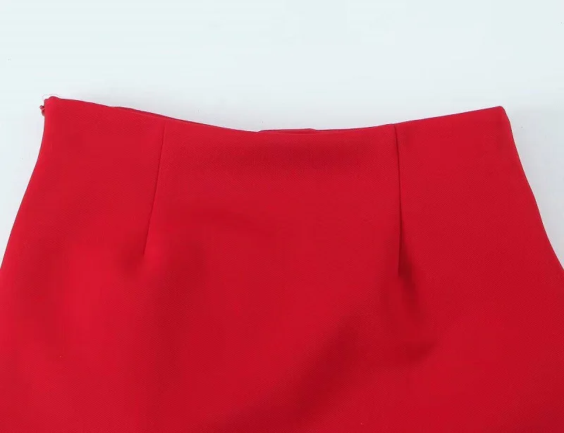 MUJER 2025 Pleated Mini Skirt Women Red High Waist Women's Skirt Cylinder Layered Short Skirts for Woman Chic Summer Women Skirt