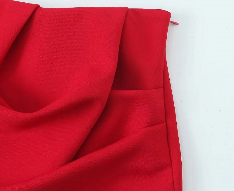 MUJER 2025 Pleated Mini Skirt Women Red High Waist Women's Skirt Cylinder Layered Short Skirts for Woman Chic Summer Women Skirt
