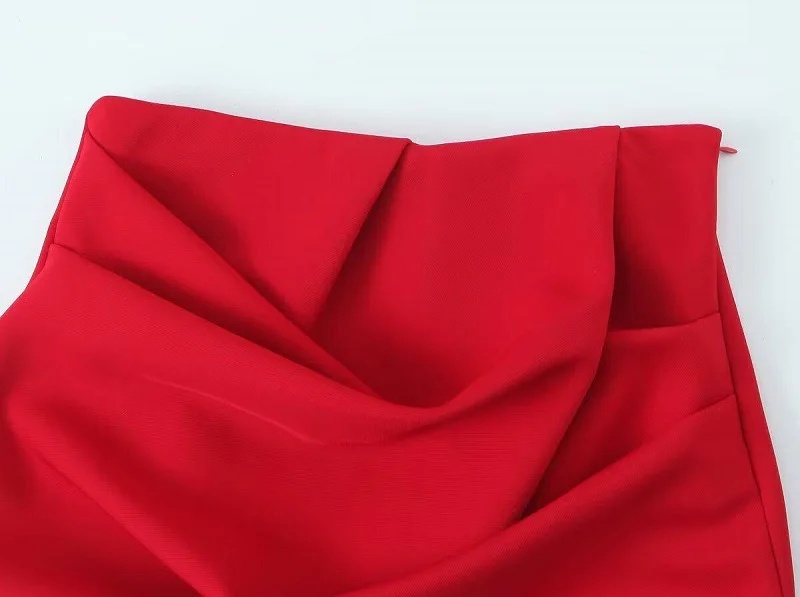 MUJER 2025 Pleated Mini Skirt Women Red High Waist Women's Skirt Cylinder Layered Short Skirts for Woman Chic Summer Women Skirt