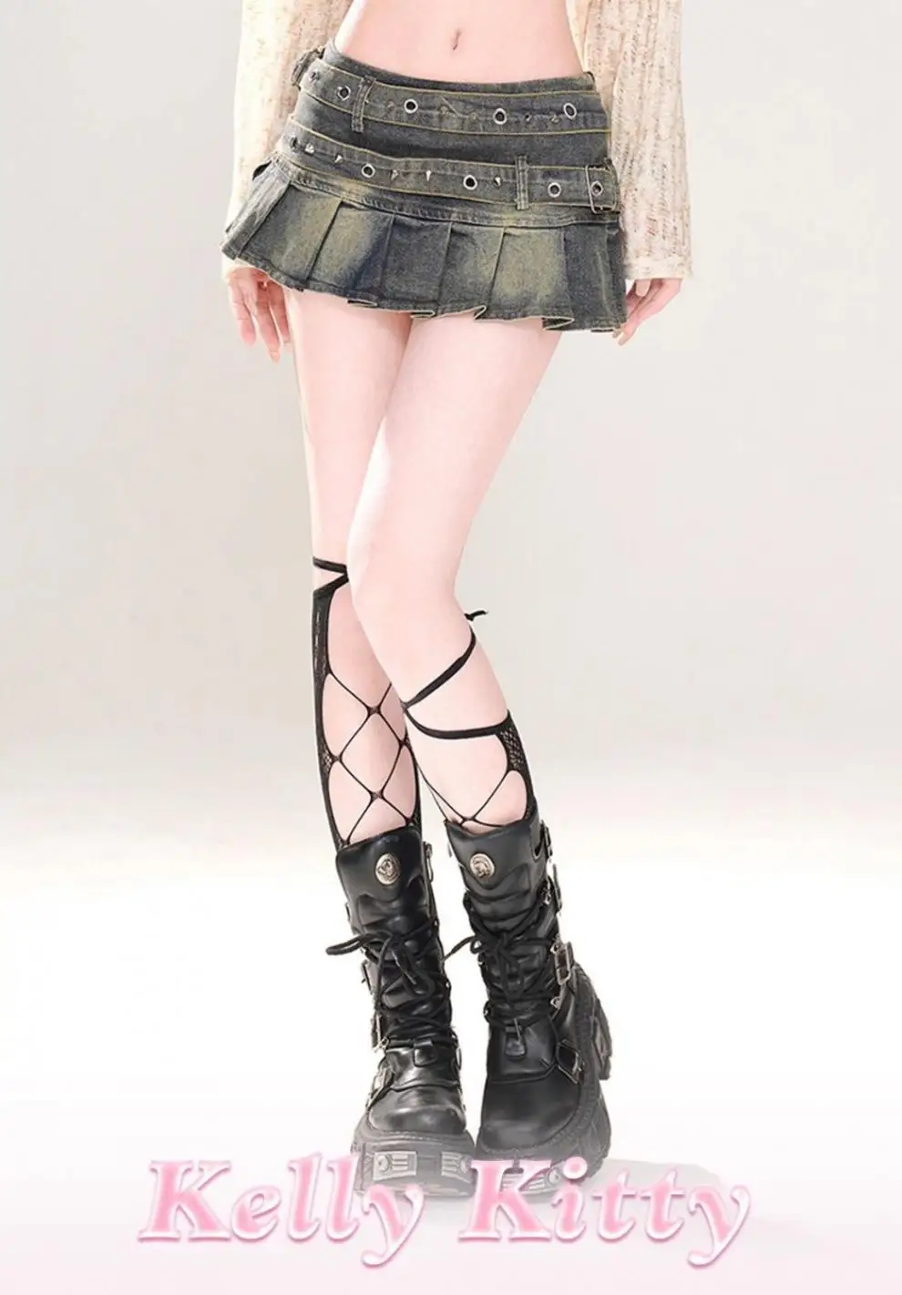 Women's Blue Black Riveted Belt Denim Skirt Y2K Harajuku High Street Fashion 90s Sexy A-line Mini Skirt Summer Clothing 2025 New