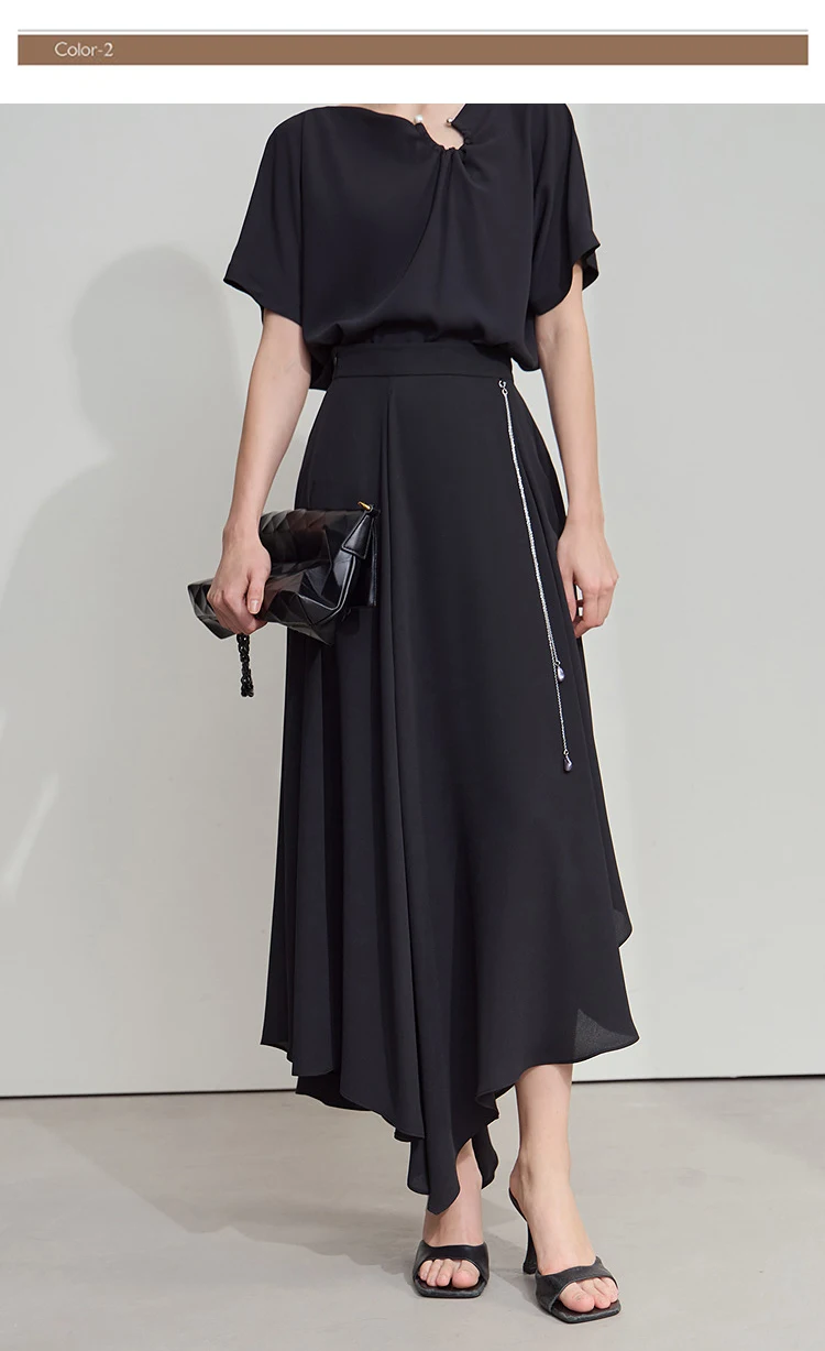AMII Minimalist Office Lady Skirts Women 2026 New Summer Solid Loose Asymmetric Large A-line Skirt Female Fashion 12542168