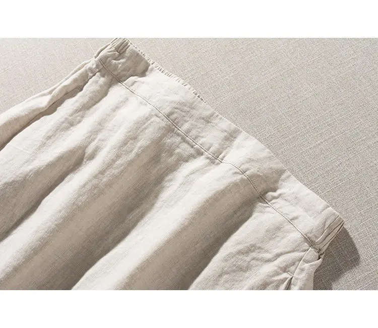Women's Basical Cotton Linen Skirts Spring Summer Fashion Good Quality Simple Solid Color High Waist A-line Vintage Dress Female