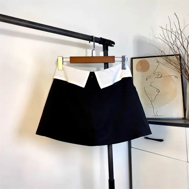 Elegant Striped Mini Skirt Women Fashion Patchwork Black Suit Skirts Summer Streetwear Korean High Waist Slim A Line Faldas New