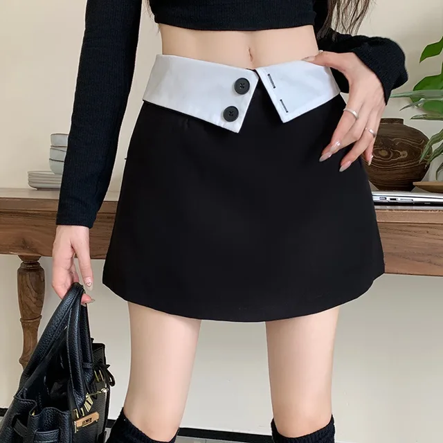 Elegant Striped Mini Skirt Women Fashion Patchwork Black Suit Skirts Summer Streetwear Korean High Waist Slim A Line Faldas New