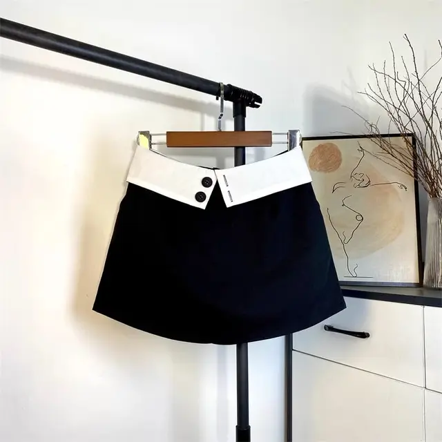 Elegant Striped Mini Skirt Women Fashion Patchwork Black Suit Skirts Summer Streetwear Korean High Waist Slim A Line Faldas New