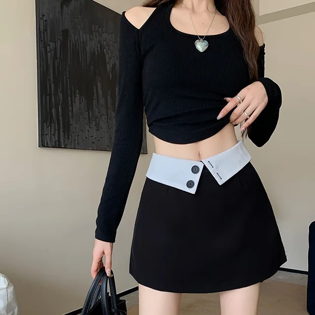 Elegant Striped Mini Skirt Women Fashion Patchwork Black Suit Skirts Summer Streetwear Korean High Waist Slim A Line Faldas New