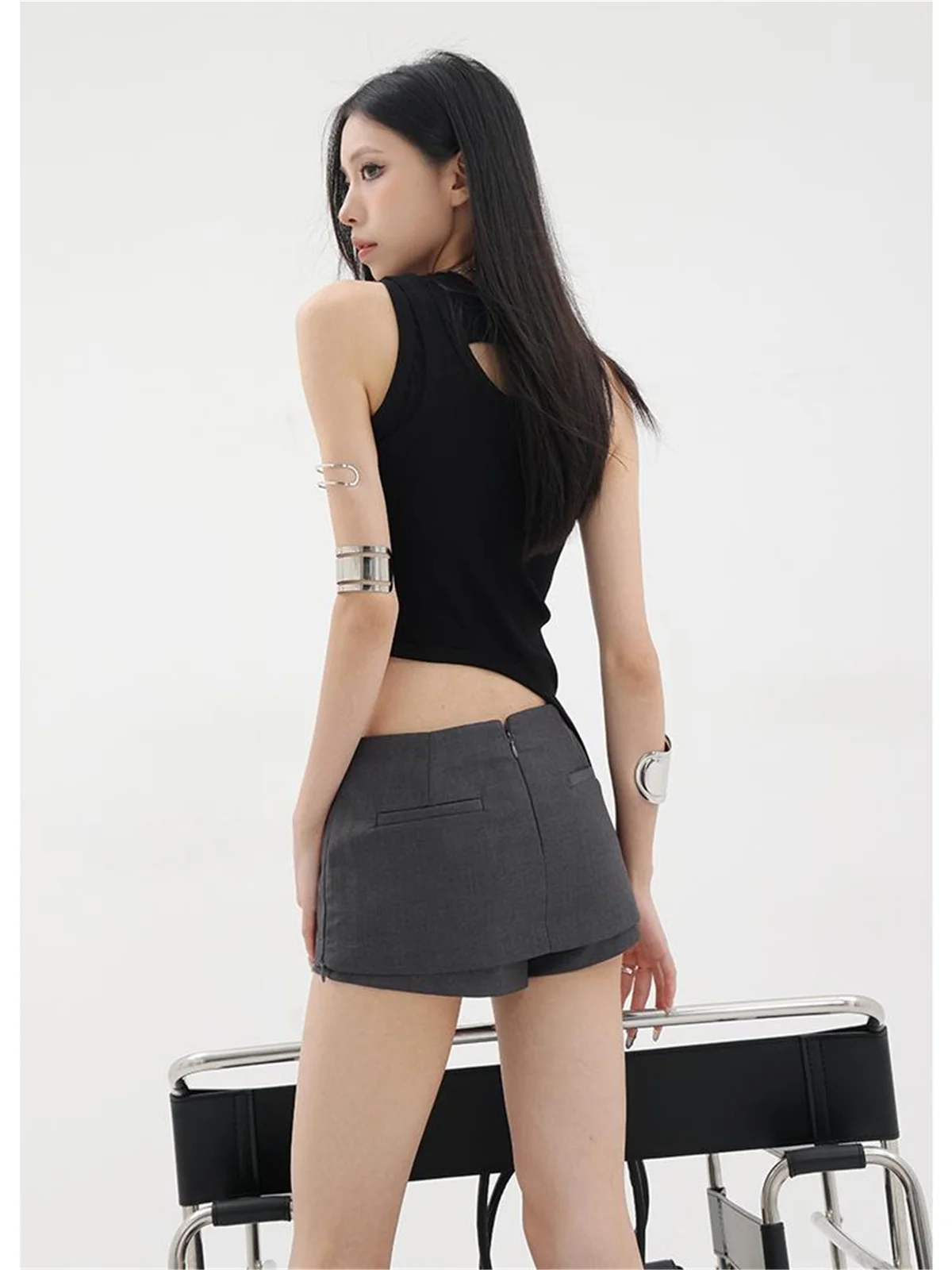 Black mini skirts for woman y2k Summer clothes 2025 pencil skirt low rise korean fashion skirt japanese micro skirts with shorts