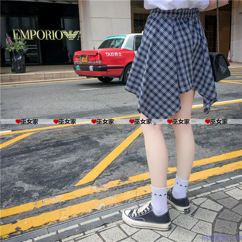 Plaid Skirt Women Pleated Lace-up Tie Mini Skirt Y2k Streetwear Harajuku Vintage Irregular Sports Street Women Fart Curtain