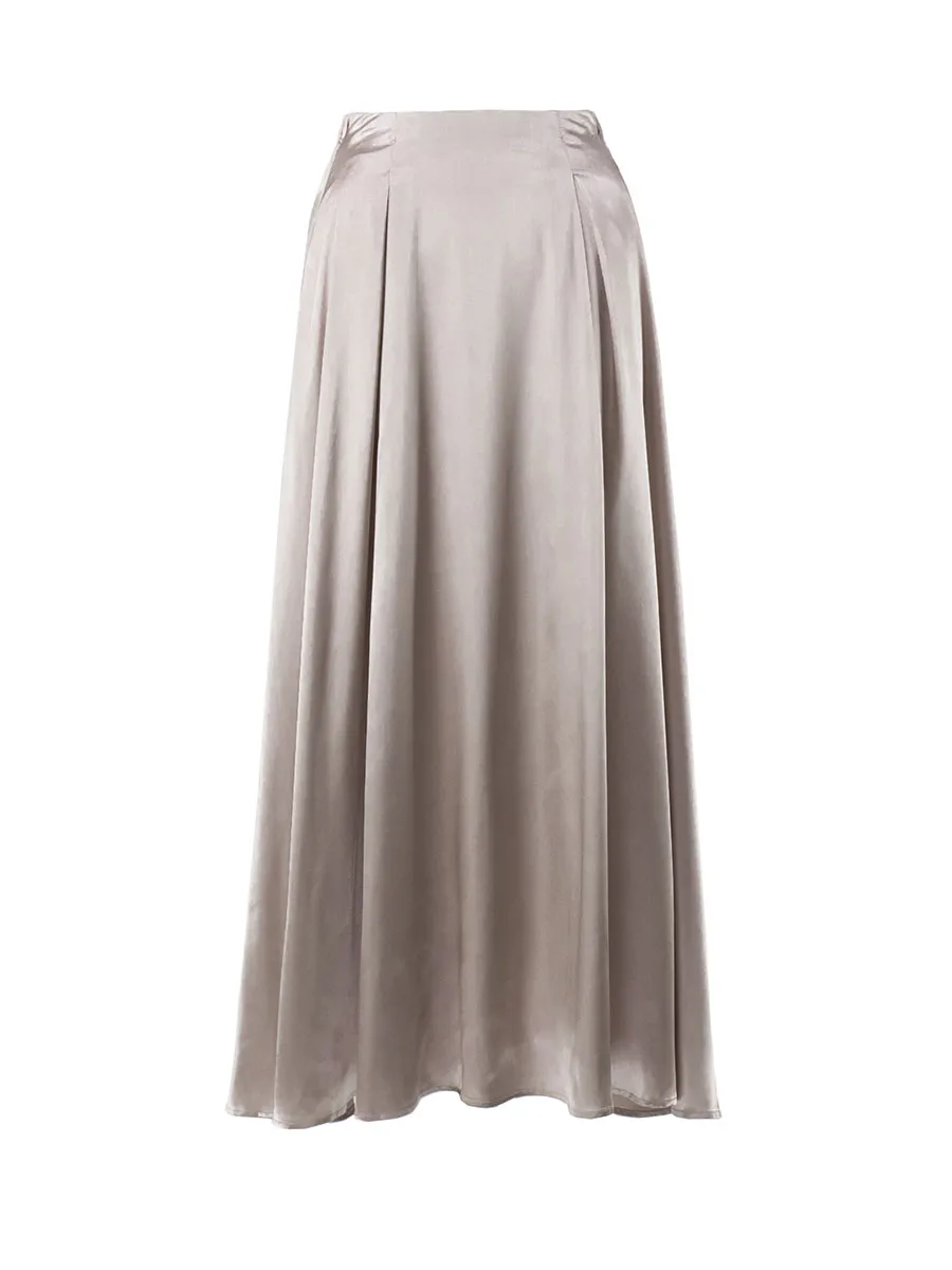 Bornladies Elegant Satin Loose Women Skirt 2025 High Waist Maxi Skirts Streetwear Classic Long Skirt Fashion Female Black Skirt