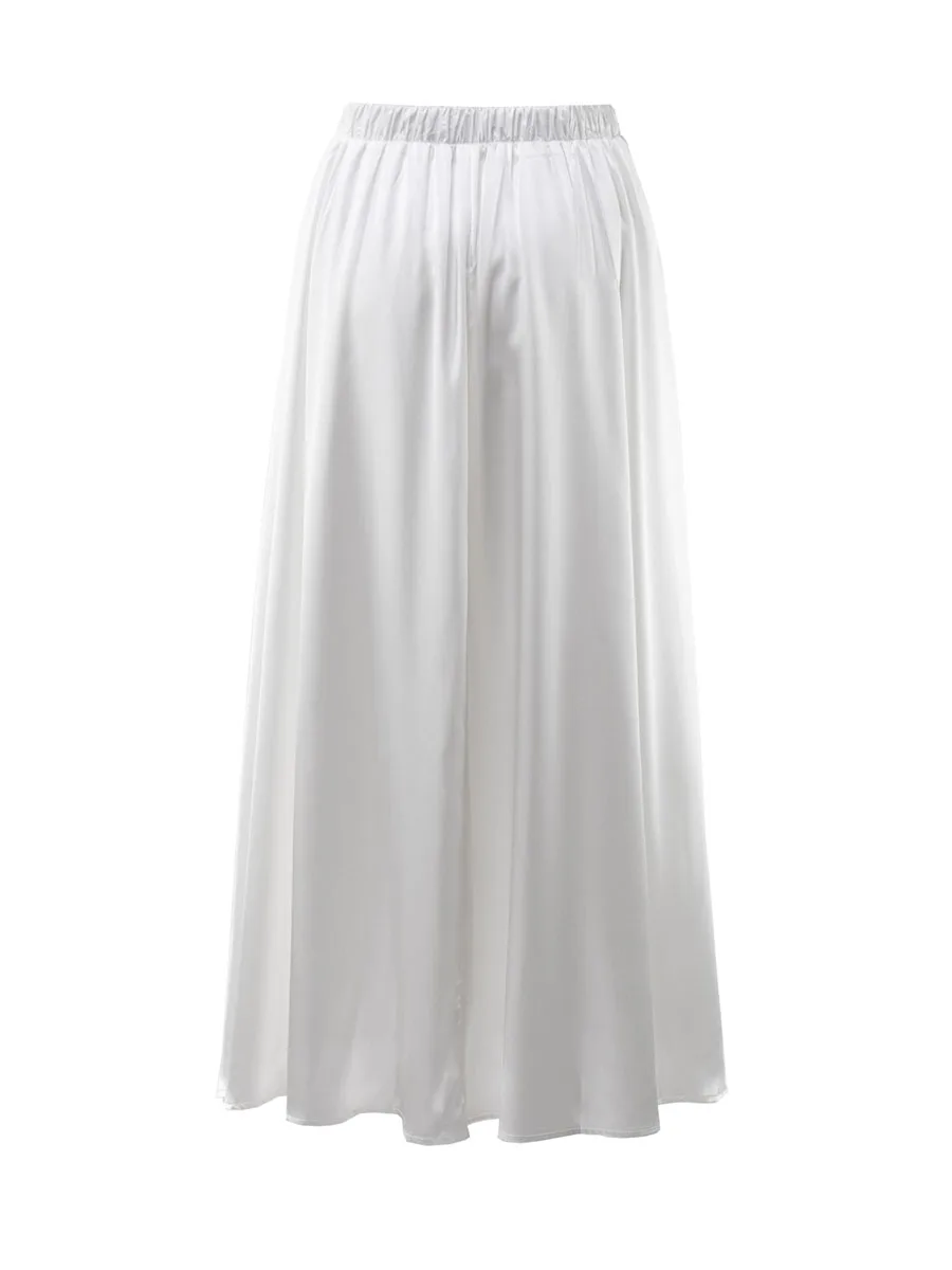 Bornladies Elegant Satin Loose Women Skirt 2025 High Waist Maxi Skirts Streetwear Classic Long Skirt Fashion Female Black Skirt