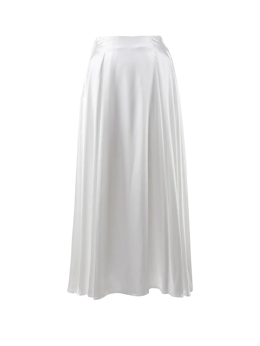 Bornladies Elegant Satin Loose Women Skirt 2025 High Waist Maxi Skirts Streetwear Classic Long Skirt Fashion Female Black Skirt