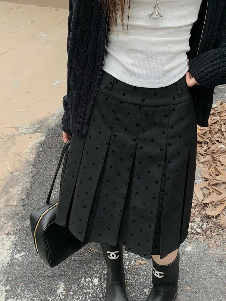 Polka Dot Pleated Skirt Summer Women's High Waist A-line Skirts Fashion Casual Short Skirt Korean Style Clothes