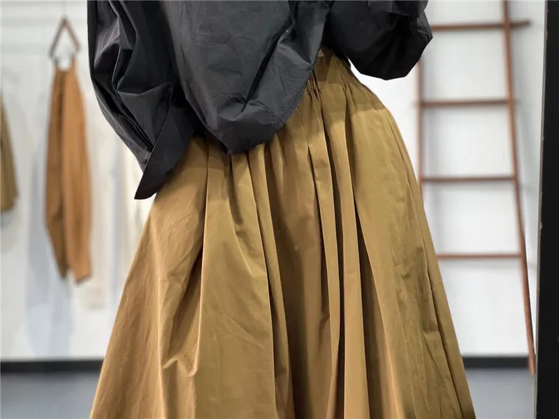 Limiguyue Vitnage A-line Midi Skirt Women Summer Literary Retro Cotton Skirt All Match Versatile Elastic Waist Loose Skirts E613