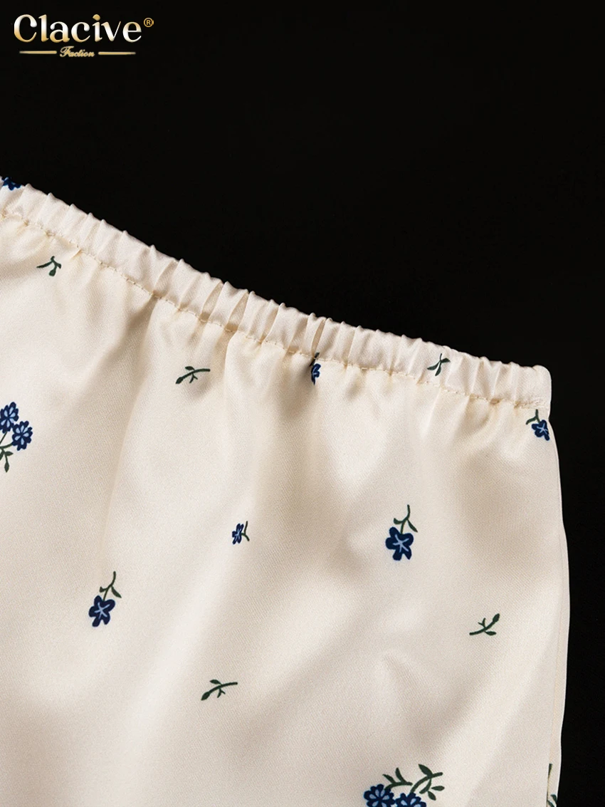 Clacive Casual Loose Print Skirt For Women 2025 Fashion High Waist Long Skirt Ladies Elegant Classic Skirt Female Clothing