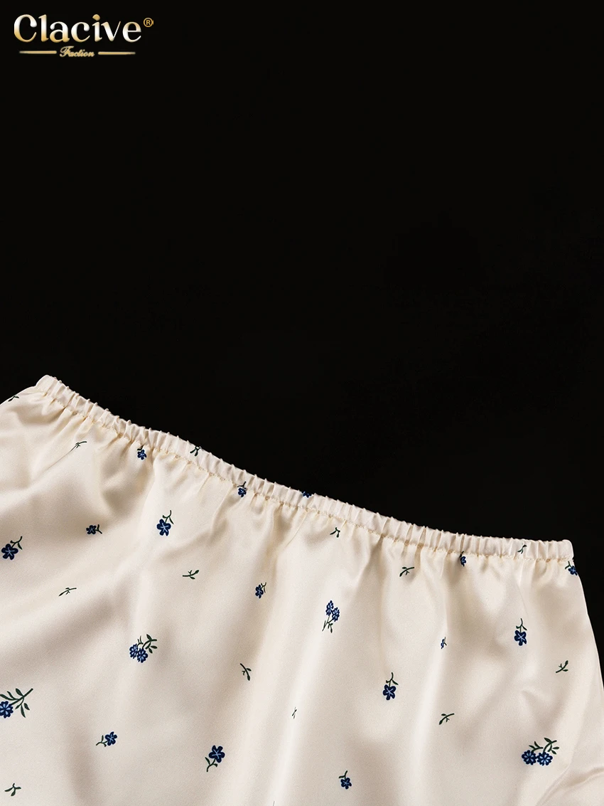 Clacive Casual Loose Print Skirt For Women 2025 Fashion High Waist Long Skirt Ladies Elegant Classic Skirt Female Clothing
