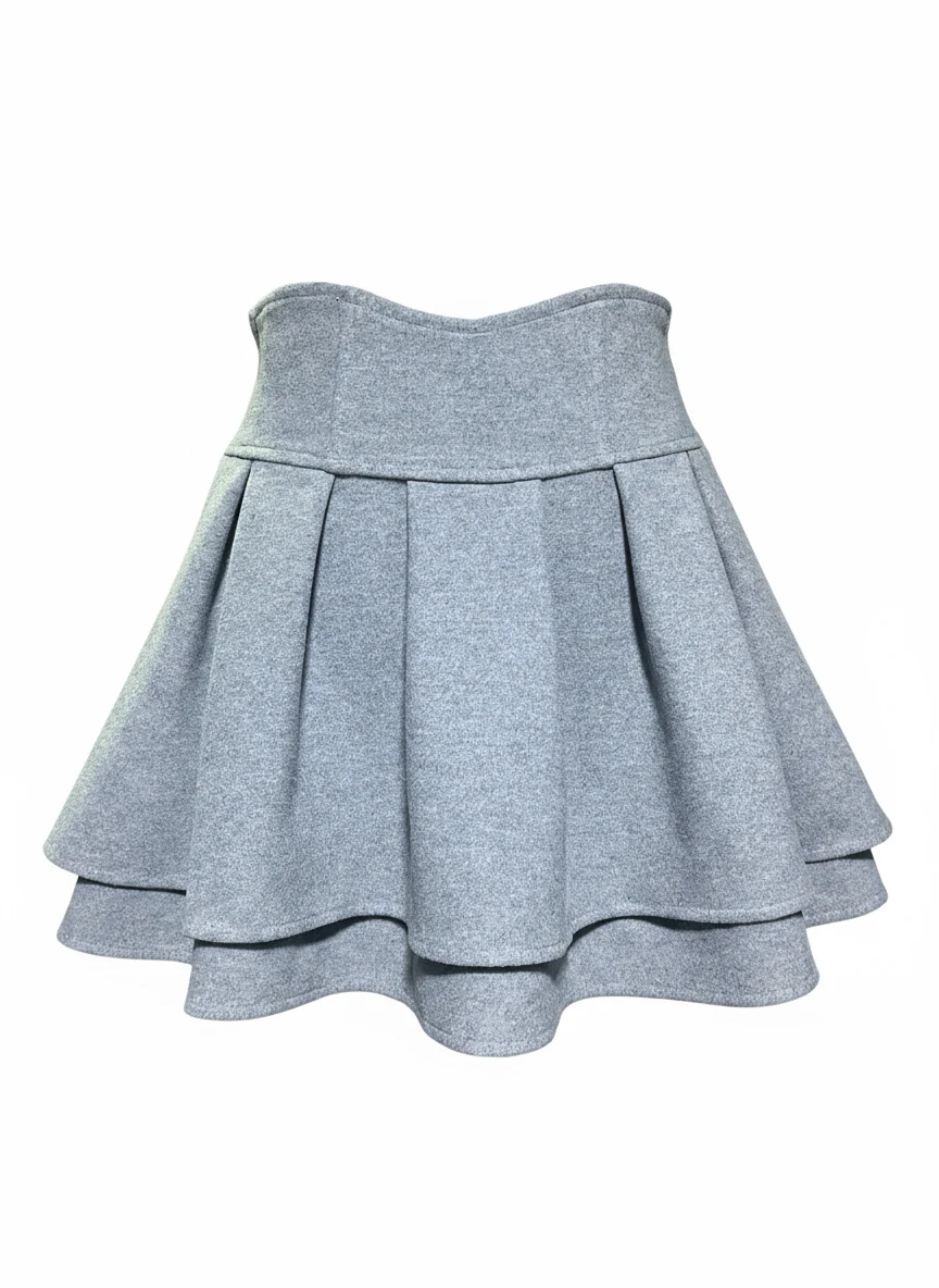 Japan Woolen Winter New Slim Skirts Ball Gown A-line Ruched High Waist Mujer Faldas All-match Preppy Casual Sweet Solid Skirt