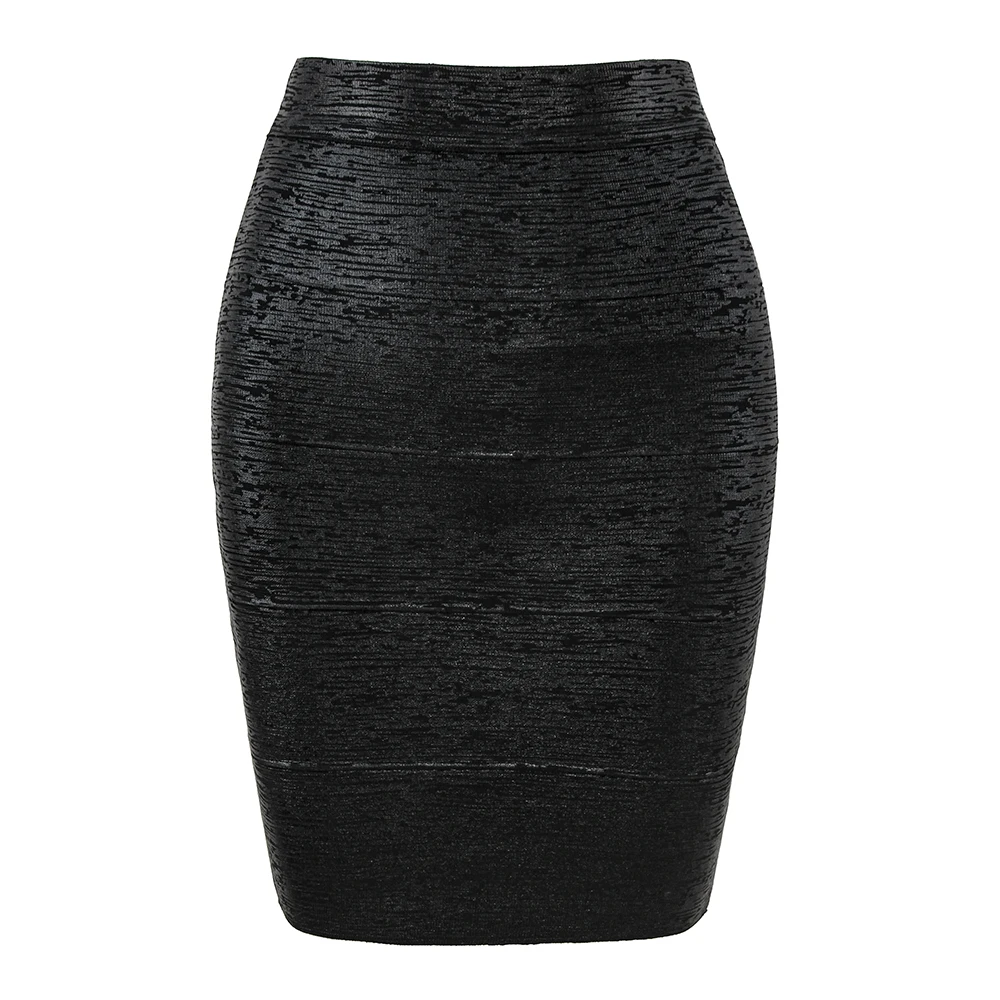 Wholesale Women Summer Skirt Sexy Black Silver Gold Bandage Skirt High Street Designer Skinny Party  Mini Pencil Skirts 45cm