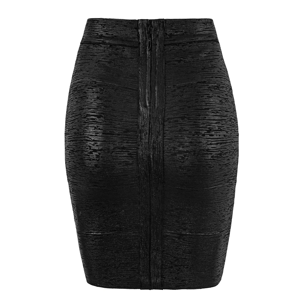 Wholesale Women Summer Skirt Sexy Black Silver Gold Bandage Skirt High Street Designer Skinny Party  Mini Pencil Skirts 45cm