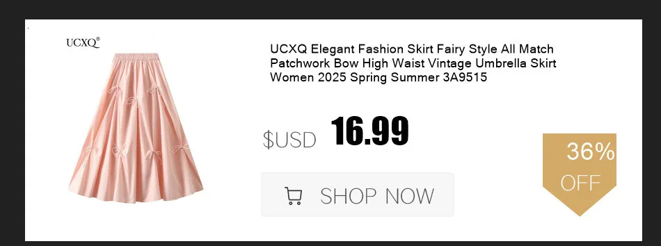 UCXQ Elegant Fashion Skirt Fairy Style All Match Patchwork Bow High Waist Vintage Umbrella Skirt Women 2025 Spring Summer 3A9515