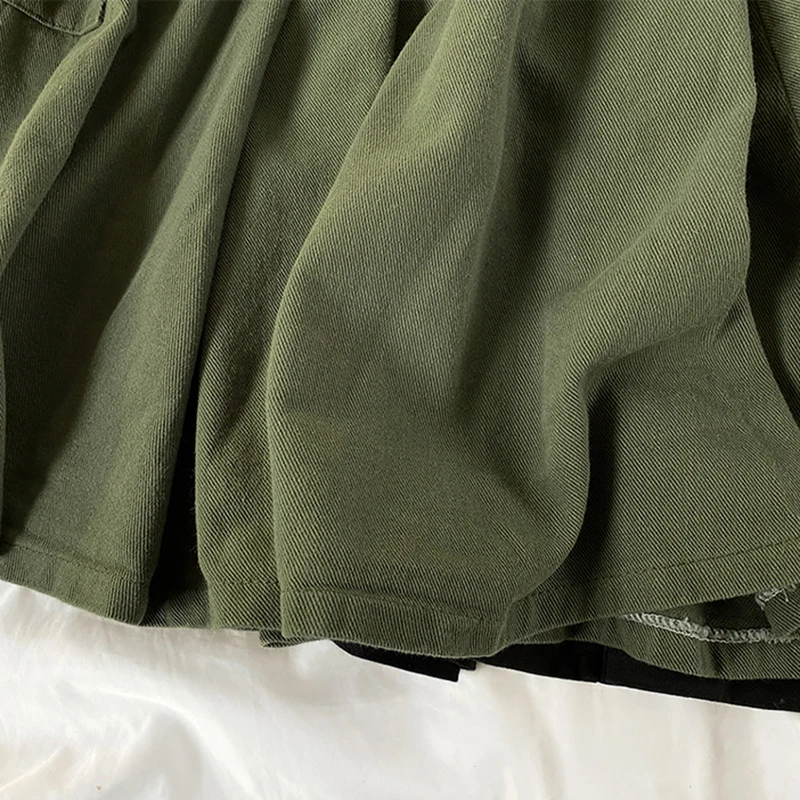 Harajuku Cargo Skirt Women Loose A-line Pocket Solid Midi Long Green Black Skirt Fashion Korean Hip Hop High Waist Streetwear