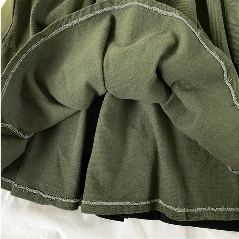 Harajuku Cargo Skirt Women Loose A-line Pocket Solid Midi Long Green Black Skirt Fashion Korean Hip Hop High Waist Streetwear