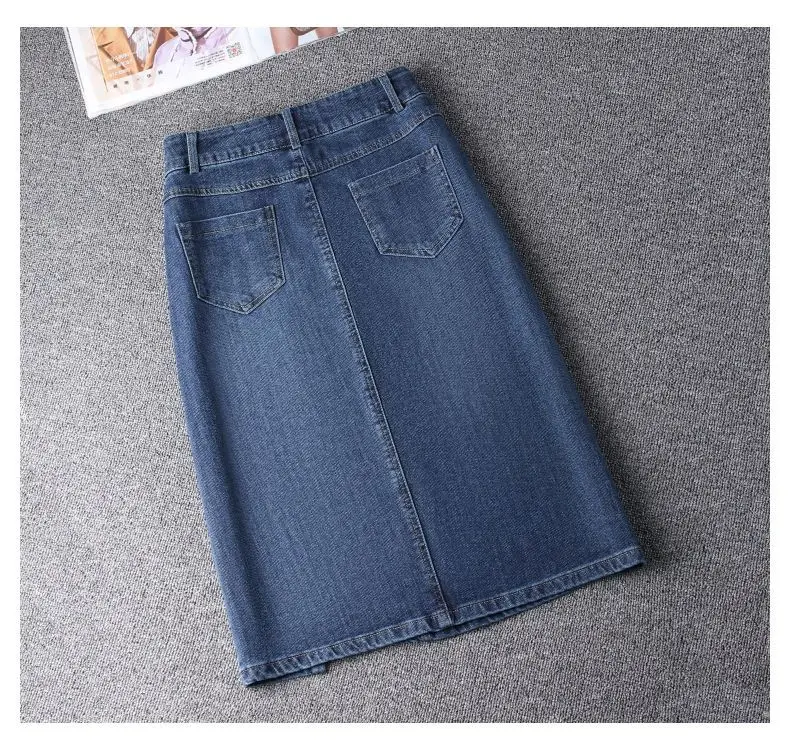 Denim Skirt Women's 2026 Spring/Summer New Slim High Waist Split One Step A-line Wrap Hip Skirts Female Casual Clothing