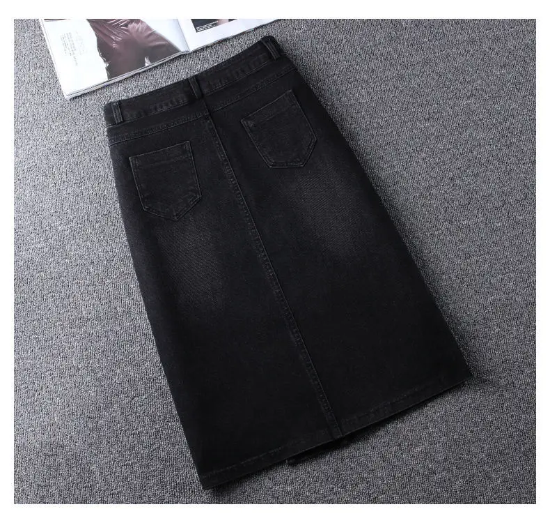Denim Skirt Women's 2026 Spring/Summer New Slim High Waist Split One Step A-line Wrap Hip Skirts Female Casual Clothing