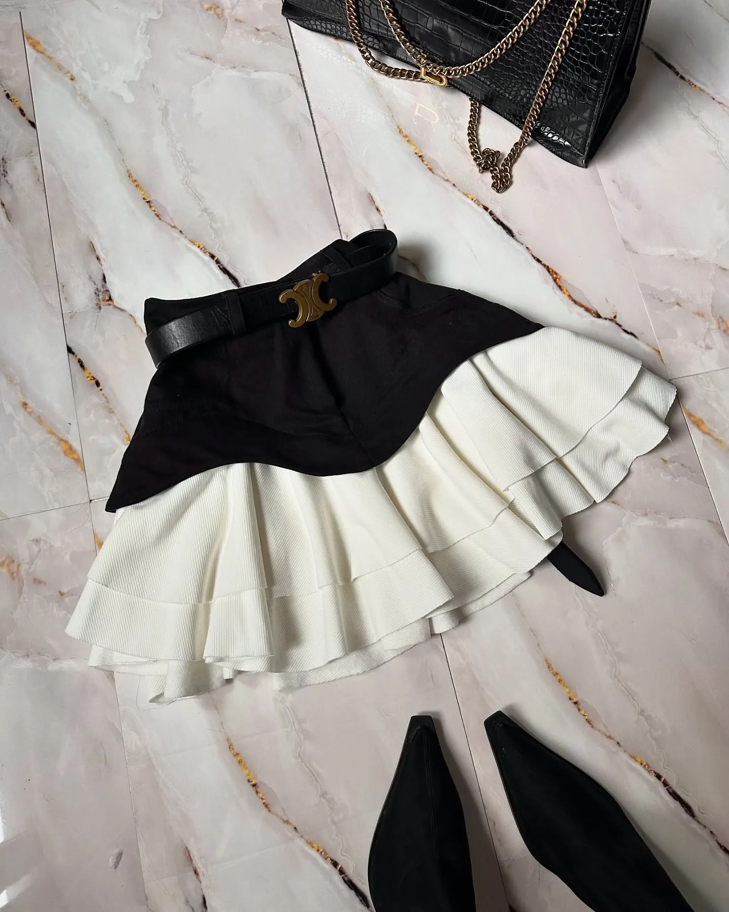 Denim Cake Skirt Women A Line Short Skirts High Waist Ruffles Elegant Splice Y2k Streetwear Party Pleated Slim Fit 2025 Spring