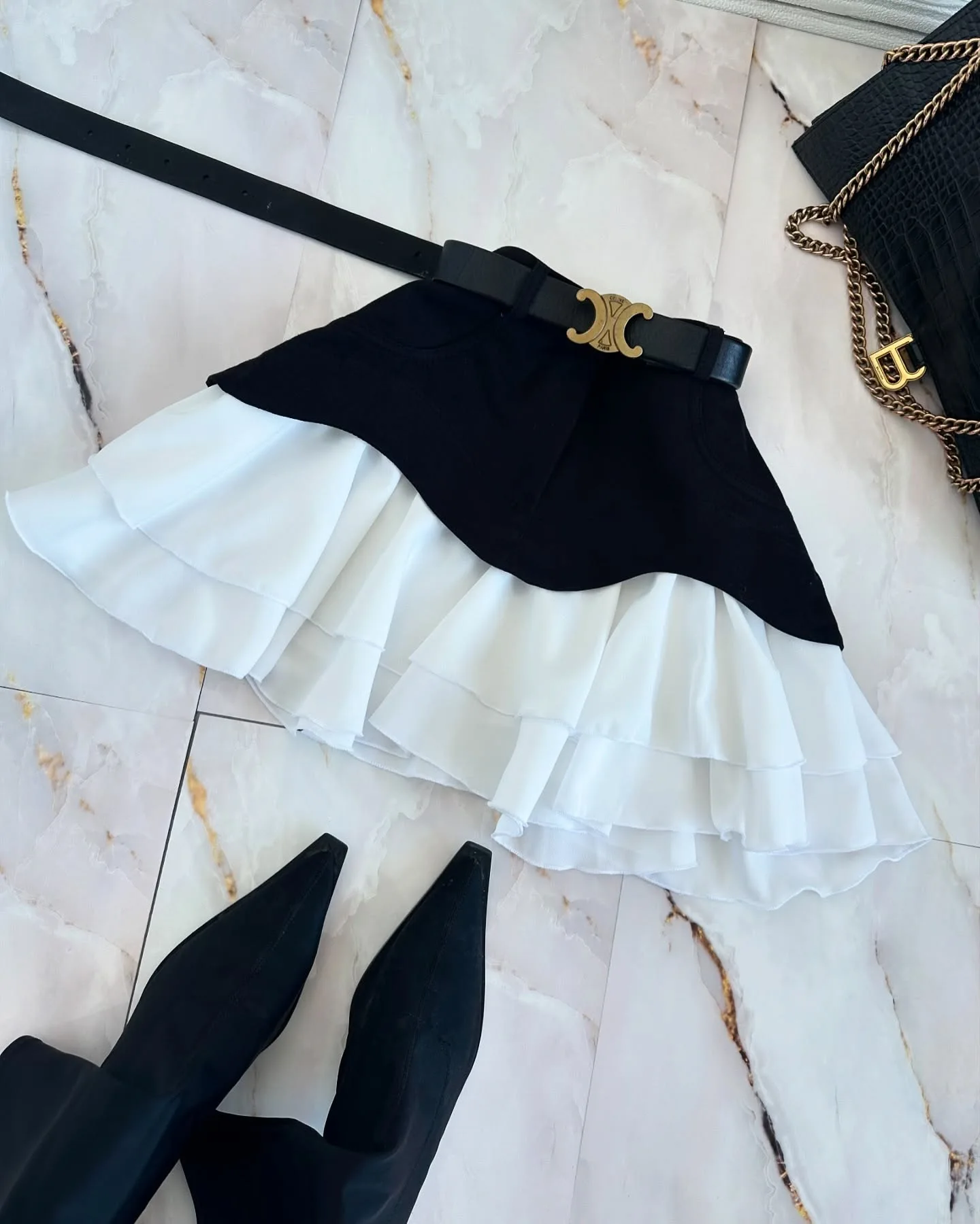Denim Cake Skirt Women A Line Short Skirts High Waist Ruffles Elegant Splice Y2k Streetwear Party Pleated Slim Fit 2025 Spring