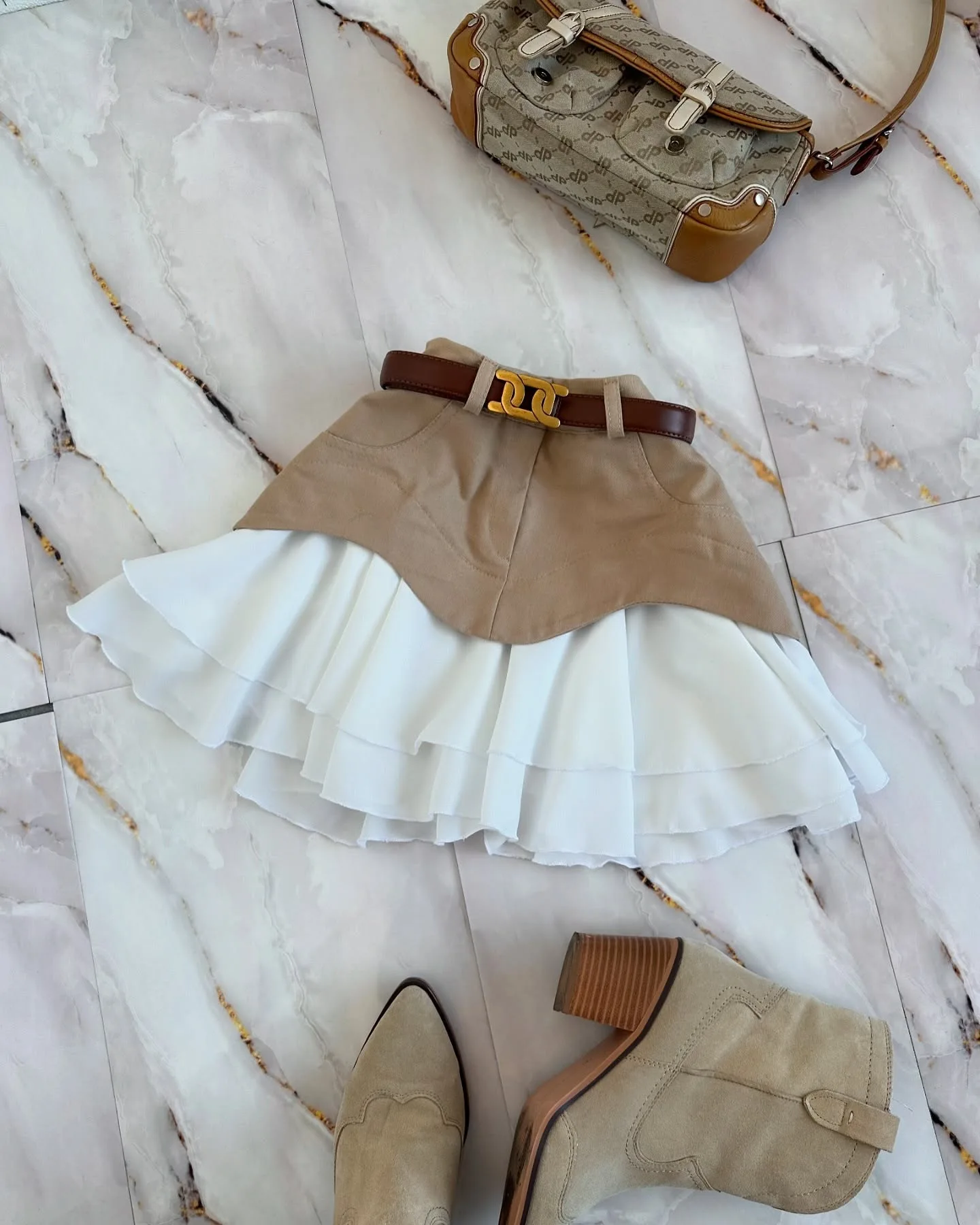 Denim Cake Skirt Women A Line Short Skirts High Waist Ruffles Elegant Splice Y2k Streetwear Party Pleated Slim Fit 2025 Spring