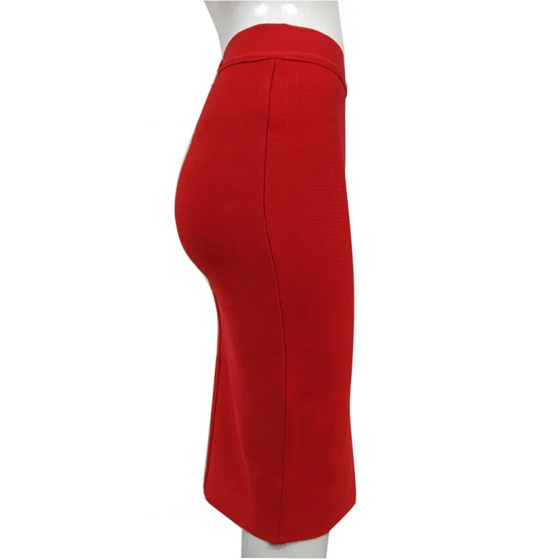 Womens Elegant Formal Skirts Knee Length Knit Bandage Skirt Pencil Office Ladies Bodycon High Street Party Skirts Korean Fashion
