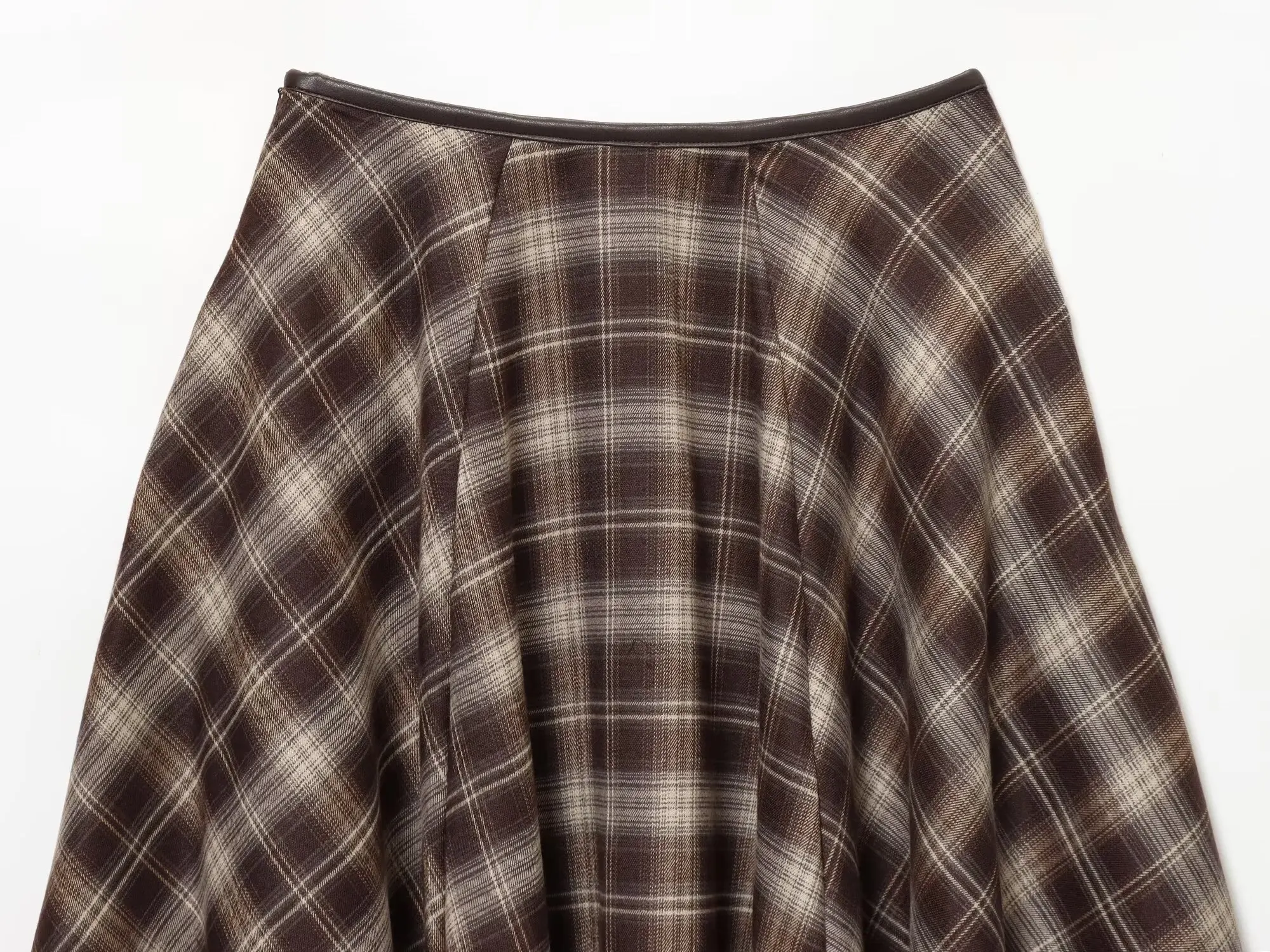 BSAY Loose Plaid Umbrella Skirt Women's clothing Autumn Winter Side Zip Chic Female High Waist Elegant A-line Long Skirts Mujer