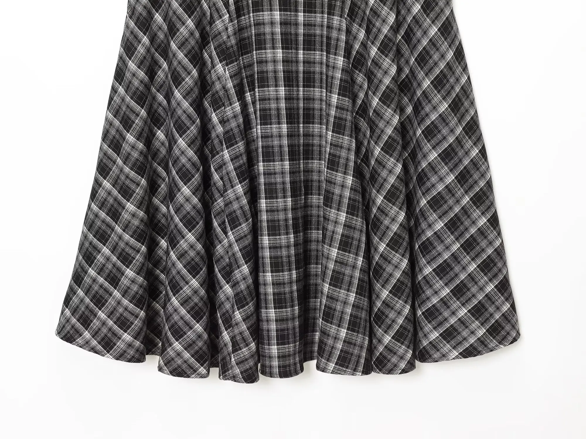 BSAY Loose Plaid Umbrella Skirt Women's clothing Autumn Winter Side Zip Chic Female High Waist Elegant A-line Long Skirts Mujer