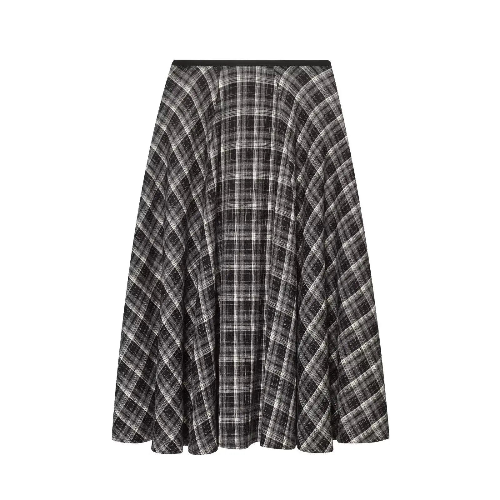 BSAY Loose Plaid Umbrella Skirt Women's clothing Autumn Winter Side Zip Chic Female High Waist Elegant A-line Long Skirts Mujer