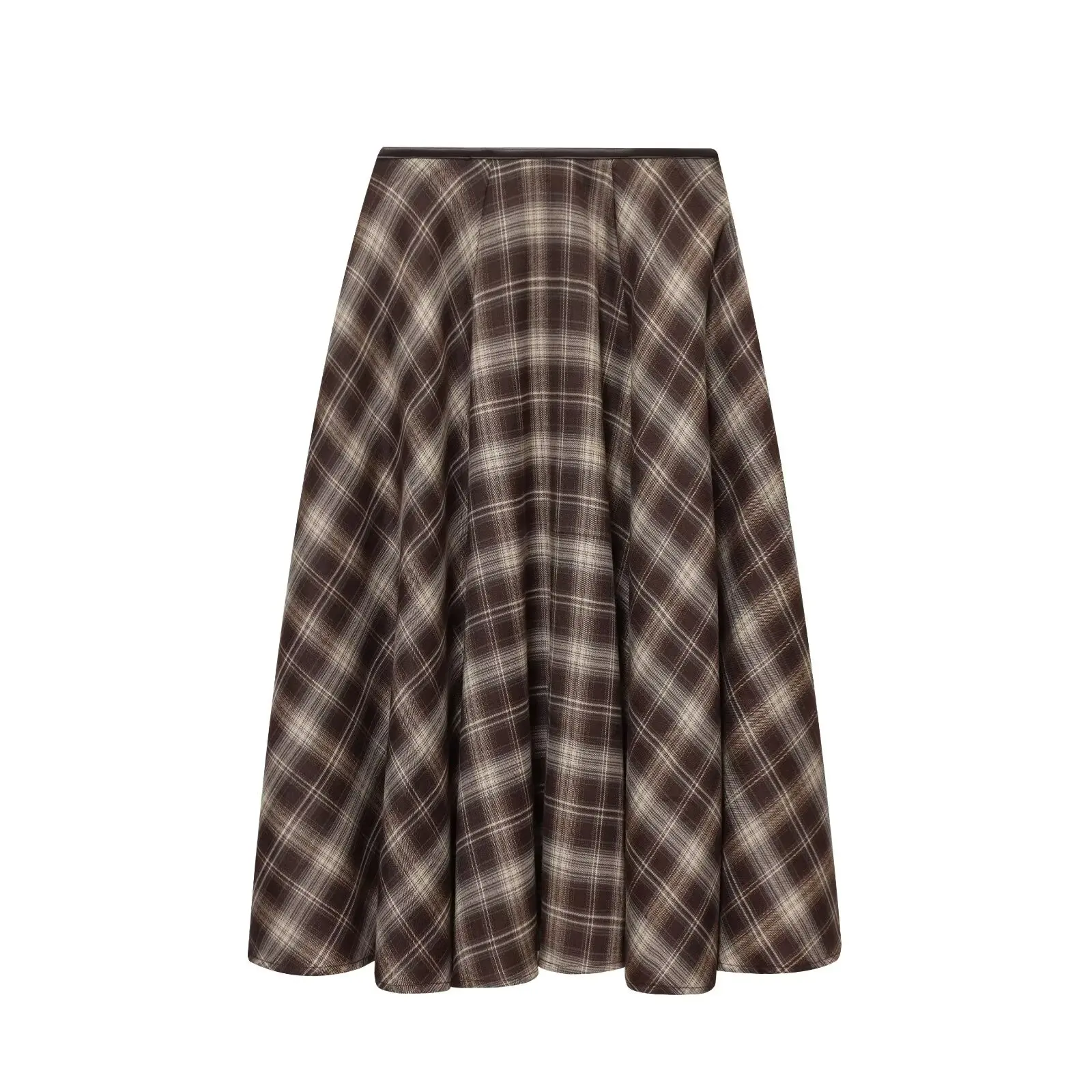 BSAY Loose Plaid Umbrella Skirt Women's clothing Autumn Winter Side Zip Chic Female High Waist Elegant A-line Long Skirts Mujer