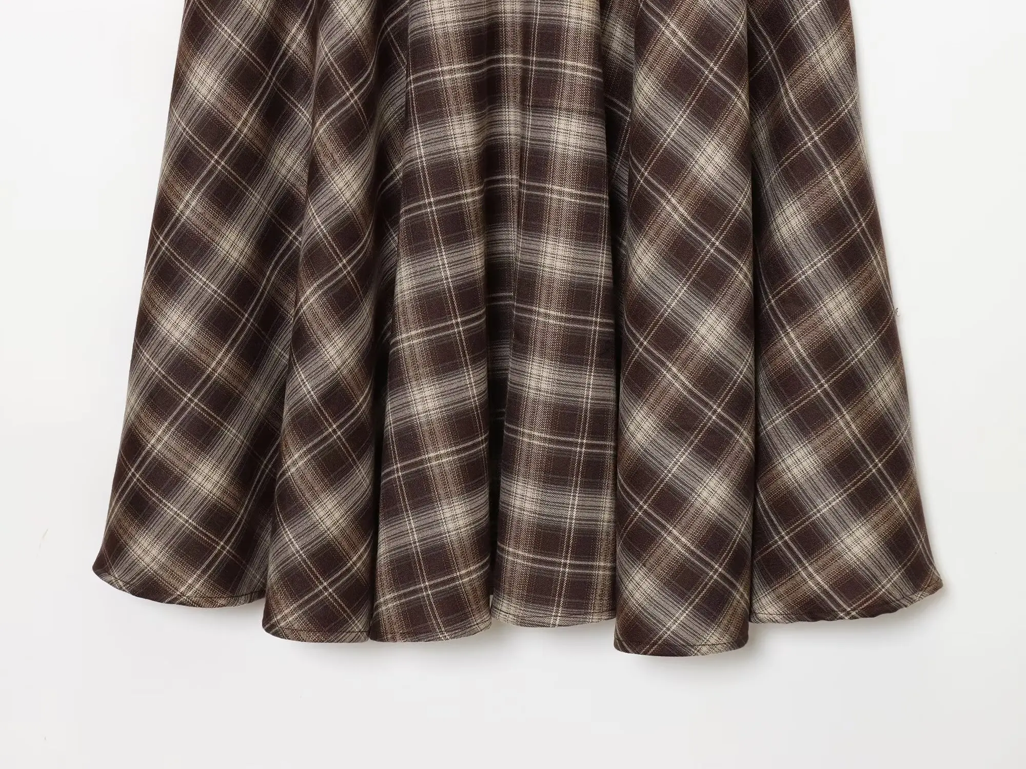 BSAY Loose Plaid Umbrella Skirt Women's clothing Autumn Winter Side Zip Chic Female High Waist Elegant A-line Long Skirts Mujer
