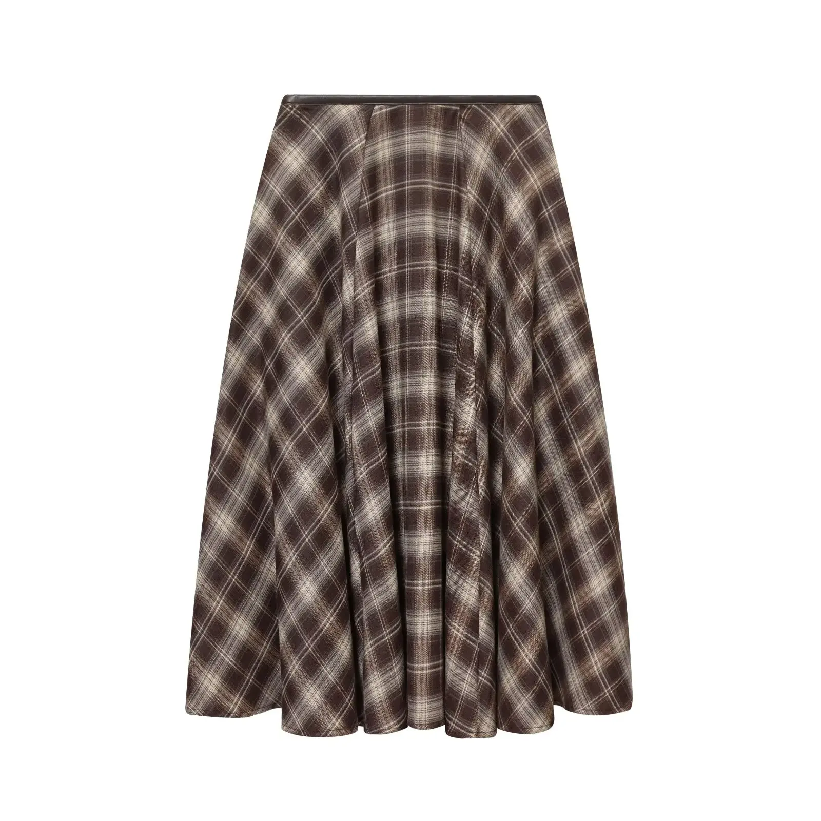 BSAY Loose Plaid Umbrella Skirt Women's clothing Autumn Winter Side Zip Chic Female High Waist Elegant A-line Long Skirts Mujer