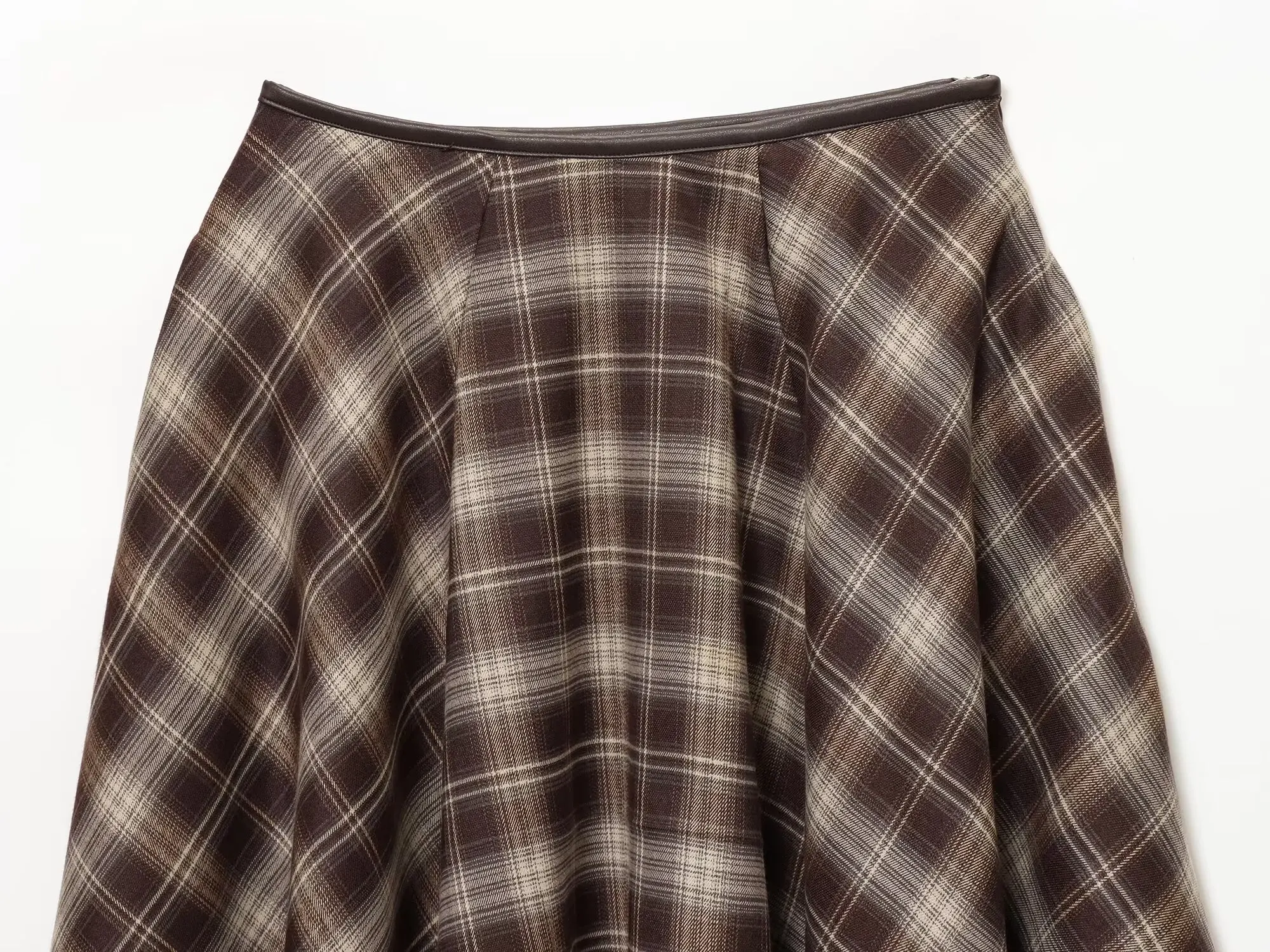 BSAY Loose Plaid Umbrella Skirt Women's clothing Autumn Winter Side Zip Chic Female High Waist Elegant A-line Long Skirts Mujer