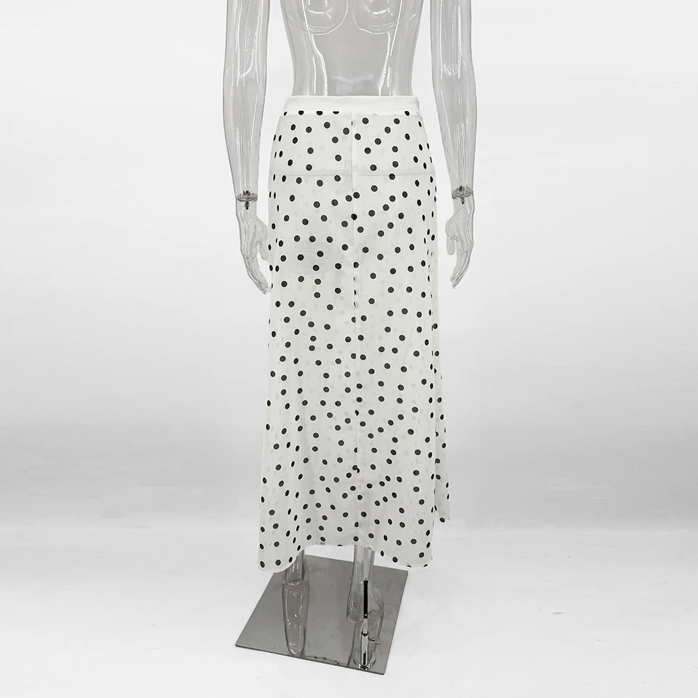 Talenza Summer Polka Dot Maxi Skirts Fashion Casual Contrast Loose Lace Skirts New High-Waisted Vintage Party Vacation Women's