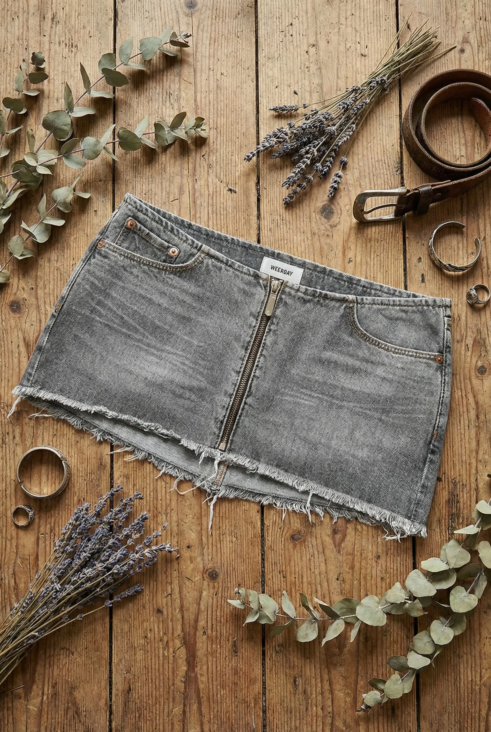 New Fashionable Street Women Gray Denim Zipper Skirt Retro Frayed Low-Waist Skirt Harajuku Trendy Casual Sexy Skirt