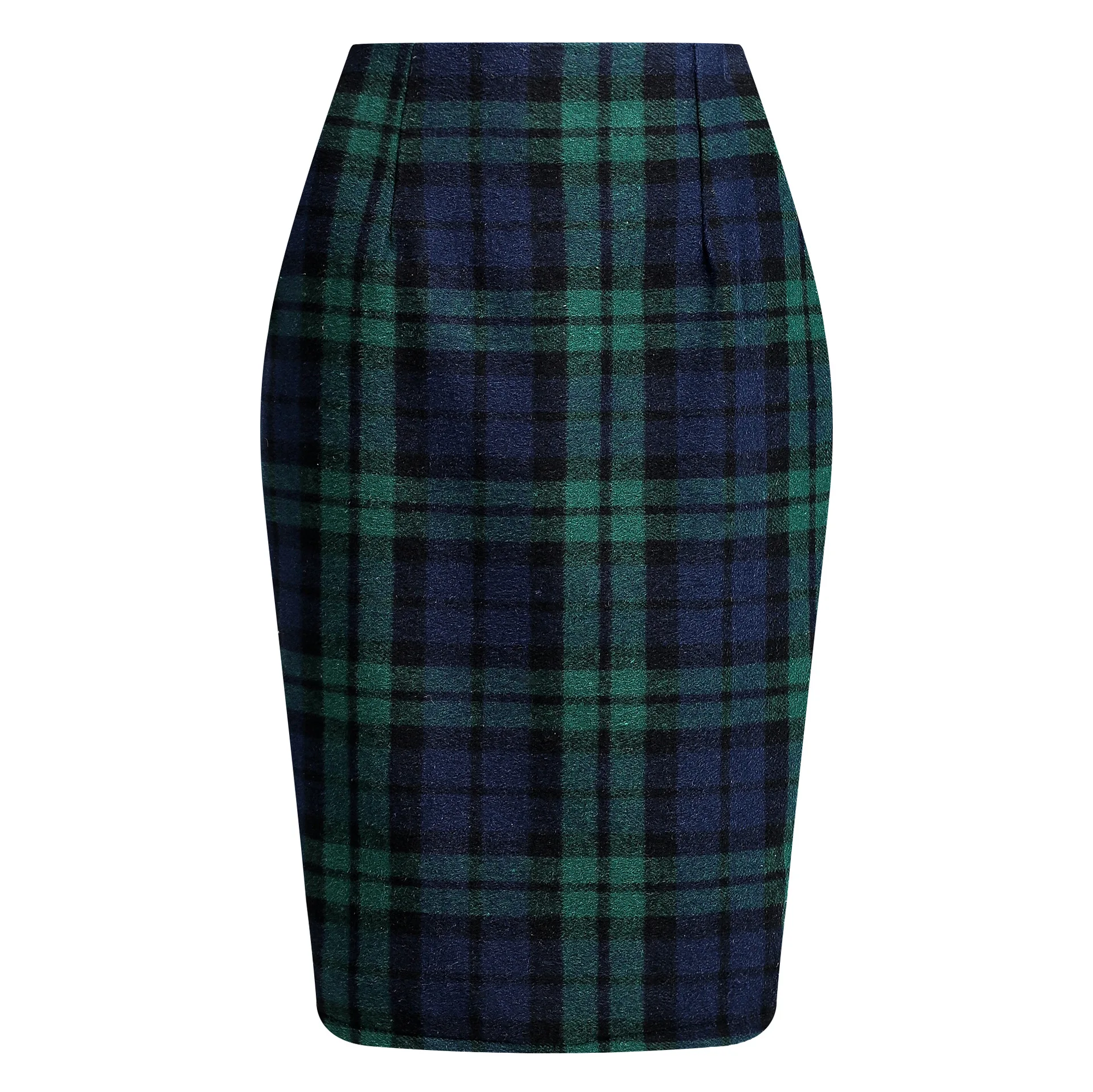 2025 Autumn and Winter Women's Plaid Hip Skirt Zipper Slim Wool Blend Fashion Office Pencil Skirts Midi Skirt