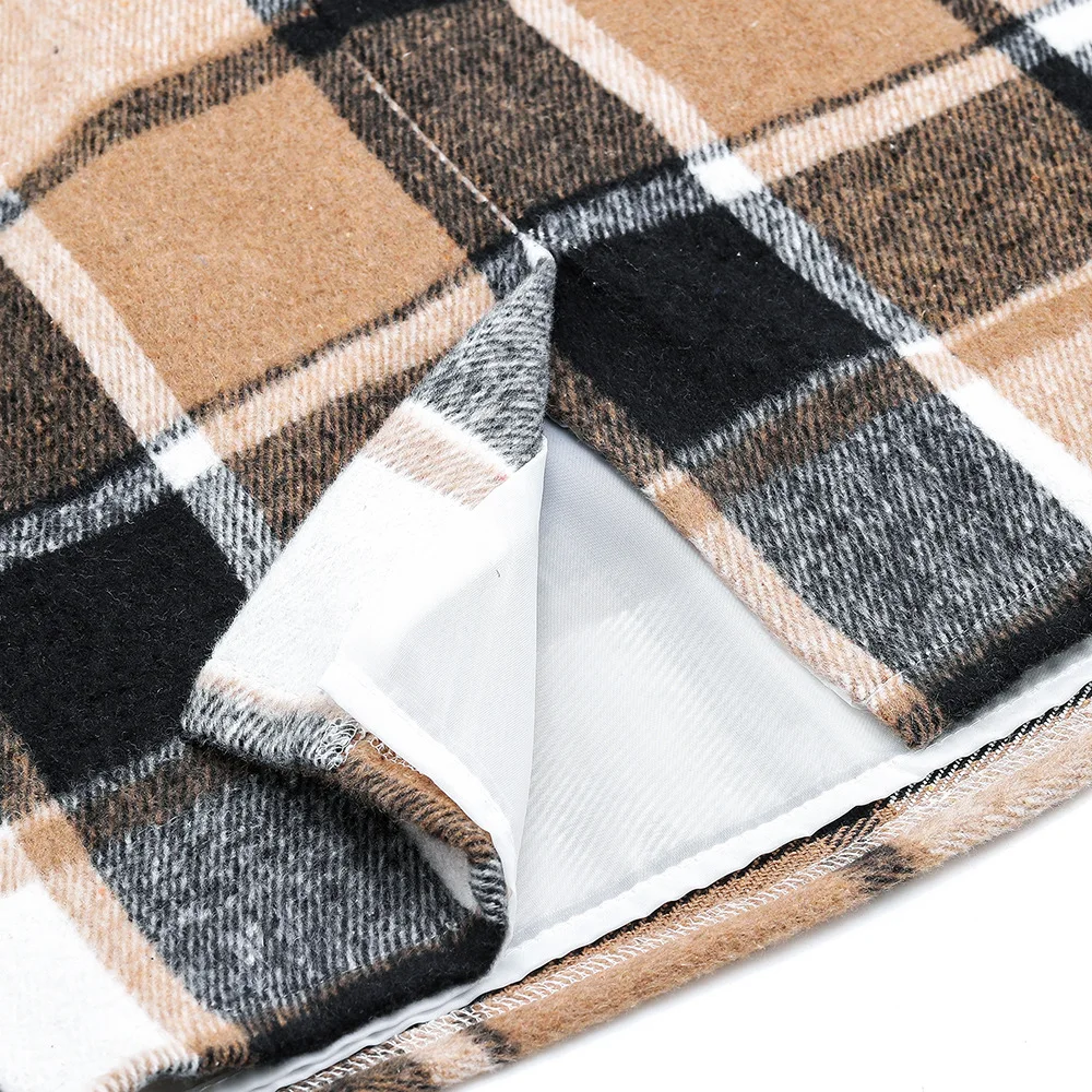 2025 Autumn and Winter Women's Plaid Hip Skirt Zipper Slim Wool Blend Fashion Office Pencil Skirts Midi Skirt