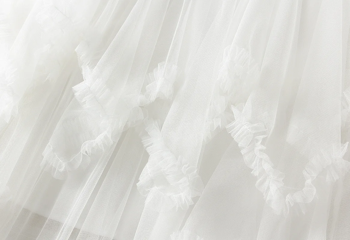 Summer Tulle Cake Skirt Women Fashion Elegant High Waist Chic Ball Gown Skirt Female Loose Mesh Irrgular Long Skirts