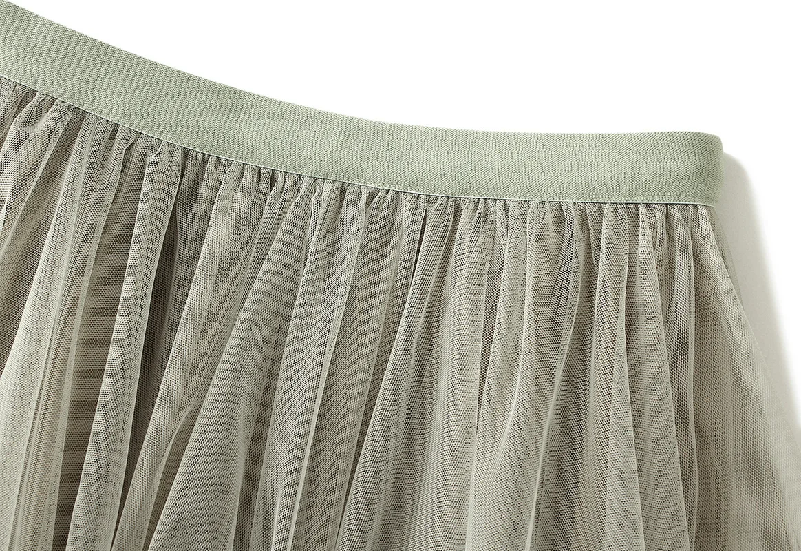 Summer Tulle Cake Skirt Women Fashion Elegant High Waist Chic Ball Gown Skirt Female Loose Mesh Irrgular Long Skirts